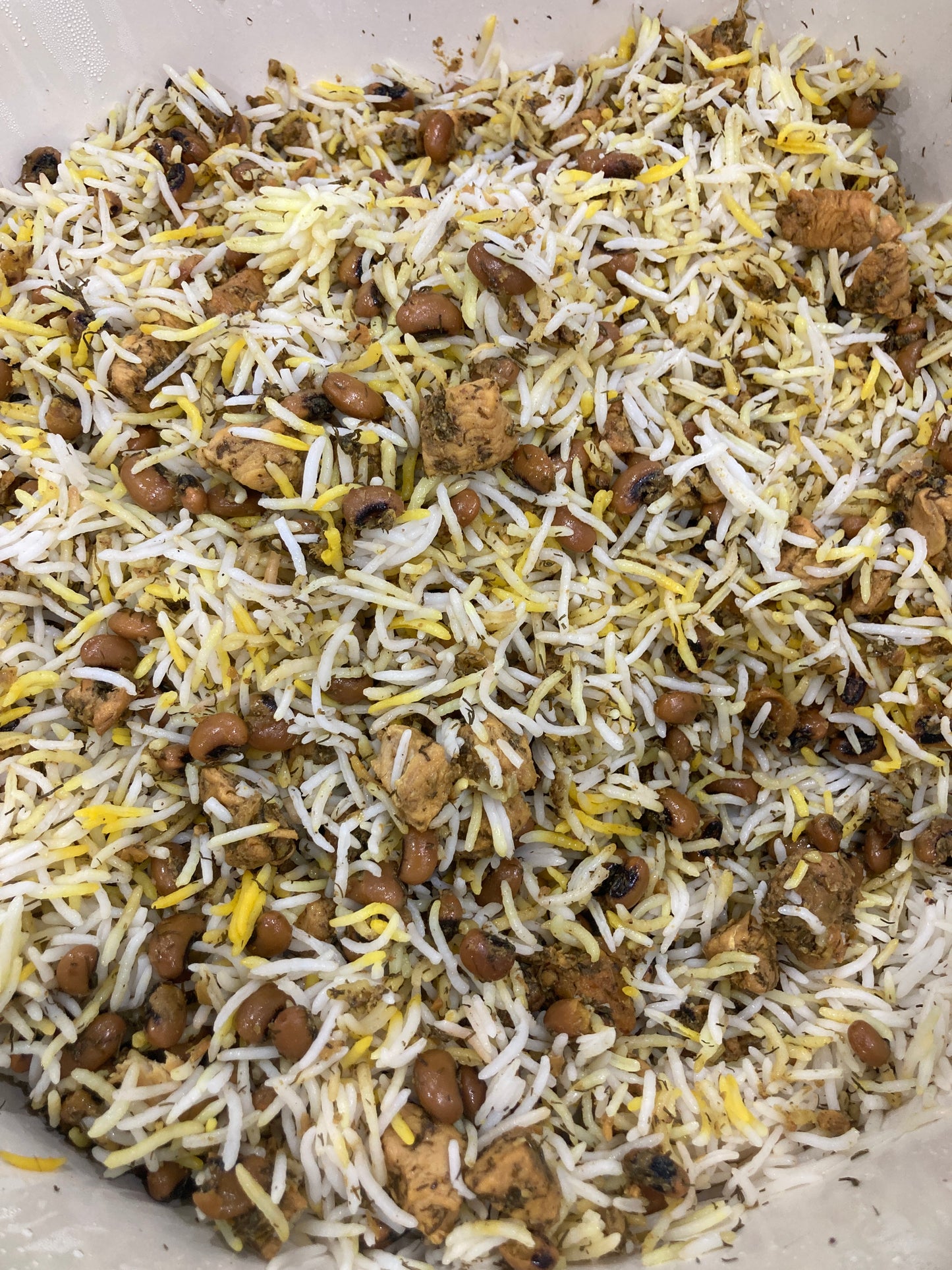 Persian Chicken Pilau (Lobia Polo with Chicken)